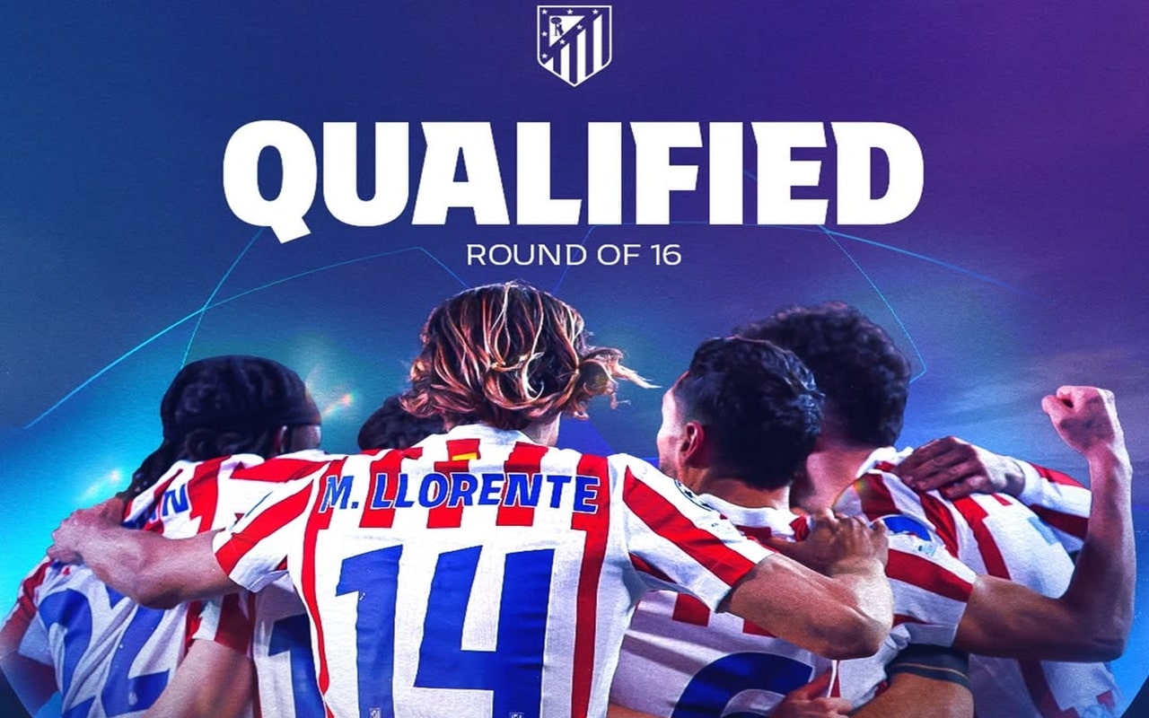 Atletico Madrid chính thức góp mặt ở vòng 1/8 Champions League